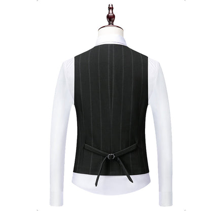 stripe black suit vest