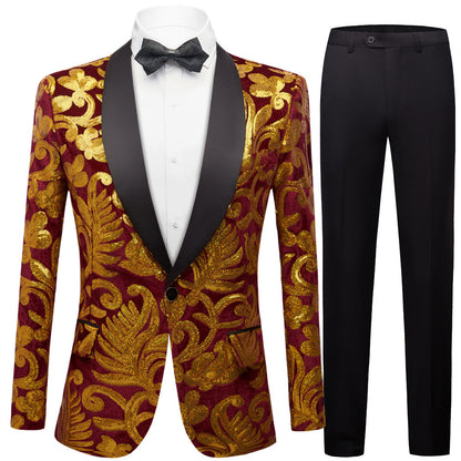 Gold Sequin Red Tuxedo