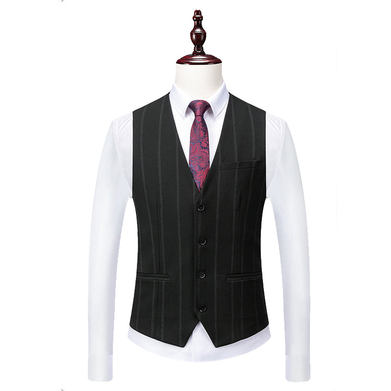 stripe black suit vest