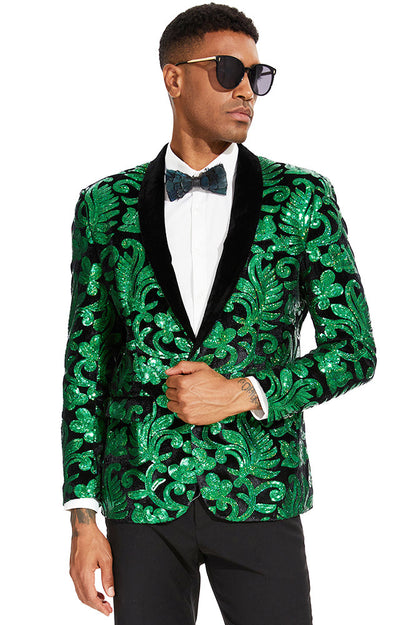 green sequin floral tuxedo - 2