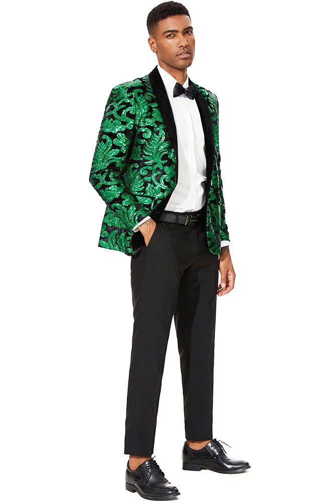 green sequin floral tuxedo - 4